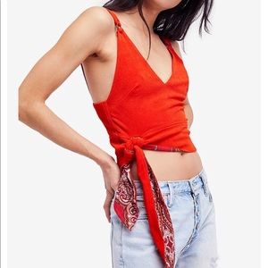 Free People paisley pop side tie tank
